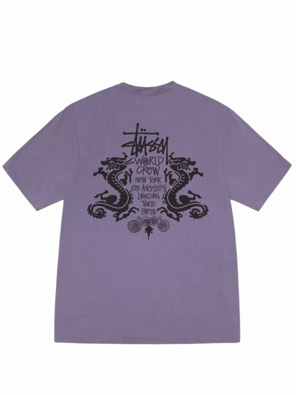 Stüssy Double Dragon Pigment Dyed Grape Tee SS25